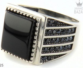 تصویر انگشتر نقره عقیق سیاه مردانه مدل بهمن کد 62459 ا Black agate silver ring for men, Bahman model Black agate silver ring for men, Bahman model