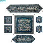 تصویر سرویس ۵ تکه رومیزی مخمل کوبلن ملیله دوزی 5-piece Koblen velvet tablecloth service