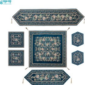 تصویر سرویس ۵ تکه رومیزی مخمل کوبلن ملیله دوزی 5-piece Koblen velvet tablecloth service