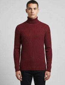 تصویر بافت یقه اسکی فری سایز - زرشکی / فری سایز(m.l.xl) 