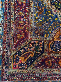 تصویر فرش دستباف 4متری تمام پشم لول بافت نقش هریز رنگ طبیعی کد 0600008 Handmade 4m full wool rug,Heriz design,Turkish knot,Organic color code 0600008