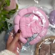 تصویر ست هدبند و مچ بند حوله ای 