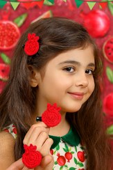 تصویر گل سر یلدایی دخترانه دستبافت انبری طرح انار ارزان 