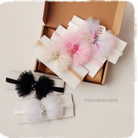 تصویر هدبند تور نگین دار 