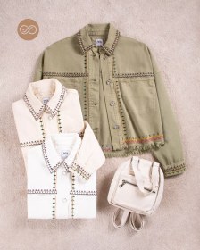 تصویر کت زارا مدل گلدوزی جنس کتان جین وارداتی 