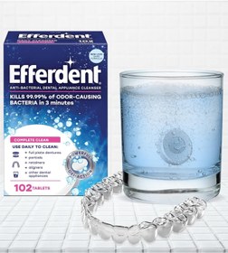 تصویر قرص تمیزکننده دندان مصنوعی ضد باکتری اصل با تعداد 102 عدد برند efferdent Anti-Bacterial Dental Appliance Cleanser 102 Tablets