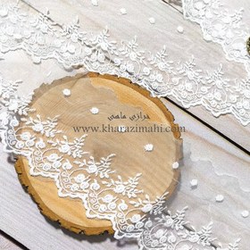 تصویر دانتل شیفون دو طرفه طرح نیلوفر (کد31) 