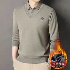 تصویر بافت پیراهنی خزدار کد 9053 سایز ۳XL ذغالی 