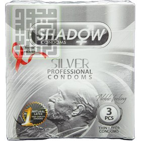 تصویر کاندوم نقره ای نازک و تاخیری 3تایی شادو Shadow Silver Professional Condom 3pcs