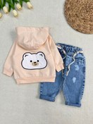 تصویر لباس هودی کلاه داره نوزادی بچگانه جنس دورس دو نخ پنبه طرح تدی ۶ ماه ۳ سال - سایز ۱ 