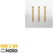 تصویر کلید سه پل سفید طلایی مدل کریستال آسیا الکتریک 