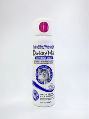 تصویر اسپری سفید کننده و روشن کننده شیر الاغ رنگ آبی spf 90 حجم ۱۸۰ میل Spray whitening donkey milk