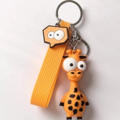 تصویر جاکلیدی سیلیکونی زرافه Keychain Cute Giraffe Silicone Cartoon Animal Keyring