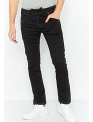 تصویر جین مردانه اسلیم فیت ساده و کشی، مشکی برند diesel Men Slim Fit Plain Stretchable Denim Jeans, Black