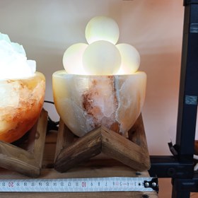 تصویر آباژور سنگ نمک کلکسیونی مدل کاسه رگه کریستال (کد0) 