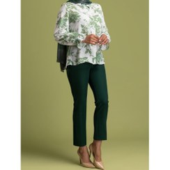 تصویر شومیز زنانه طرحدار کرپ حریر آستین بلند رسمی روژینا 