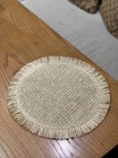 تصویر زیربشقابی وارداتی ساخت چین طرح گرد ریش دار جنس حصیر و کنف 