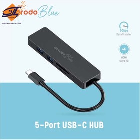 تصویر هاب 5 پورت یو اس بی پرودو بلو Porodo Blue 5-Port USB-C HUB PB-51HBC-BK 