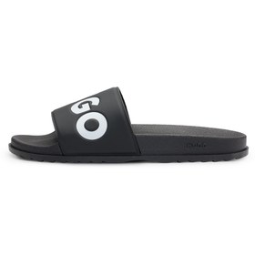 تصویر صندل با بند لوگو برند hugo Slides with logo strap