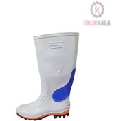 تصویر چکمه ایمنی صادقی ساق بلند مشکی و سفید 