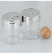 تصویر نمکدان و فلفل‌پاش 43880 پوشش فلزی اساسی 2 خانه نمکی شیشه ای پاشاباغچه Paşabahçe 