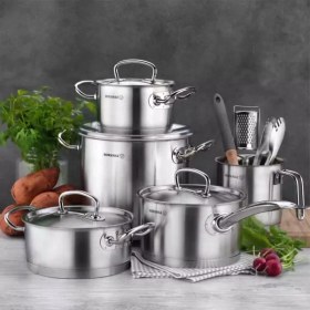 تصویر سرویس قابلمه کرکماز مدل KORKMAZ PROLINE A1147 KORKMAZ PROLINE A1147 Cookware Set