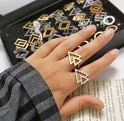 تصویر انگشتر فشن استیل دو مثلث 