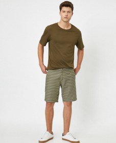 تصویر شلوارک برمودا بافتنی ۱۰۰٪ پنبه‌ای راه‌راه برند Koton Striped %100 Cotton Woven Bermuda Shorts