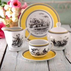 تصویر سرویس چینی زرین 12 نفره کامل ویلیج Zarin Iran Radiance Village 102 Pieces Porcelain Dinnerware Set