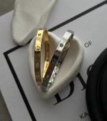 تصویر دستبند کارتیه لاو دخترانه نازک نگینی۶۰۲ - ۱۰ میل / طلایی Cartier love bracelet for women