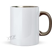 تصویر چاپ بر روی لیوان دسته و داخل نقره ای 