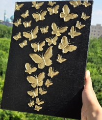 تصویر تابلو برجسته مدرن تکسچر پروانه کد ۱۱۰۶ Butterfly texture painting