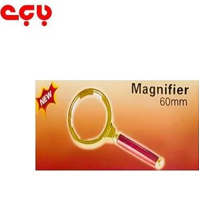 تصویر ذره بین طلایی دسته چوبی 