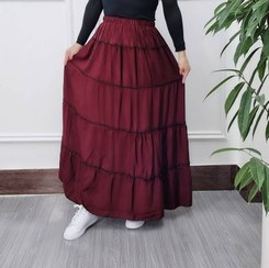 تصویر دامن نخی زنانه ساده ماکسی مدل پله ای 