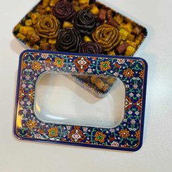 تصویر پک لواشک گل رز و حبه میوه - ظرف تک گل آبی 