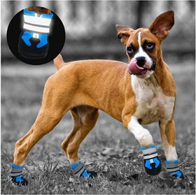 تصویر چکمه های سگ محافظ و ضد آب ( کفش های انعکاسی ضد لغزش ) نام تجاری: SRuoXi کد : K 806 ا Protective and waterproof dog boots (non-slip reflective shoes) Brand: SRuoXi Code: K 806 Protective and waterproof dog boots (non-slip reflective shoes) Brand: SRuoXi Code: K 806