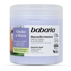 تصویر ماسک مو باباریا مناسب موهای فر و مجعد حاوی شیر پسته و نارگیل 400 میل Babaria hair mask suitable for curly and curly hair containing pistachio and coconut milk 400 ml