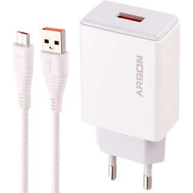 تصویر کلگی شارژر آرسون مدل AN-W3A به همراه کابل microusb Arson charger model AN-W3A