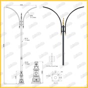 تصویر پایه چراغ خیابانی طرح مهراد 2 طرفه (6 متری) 