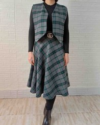 تصویر جلیقه و دامن . پشمی چهارخونه 