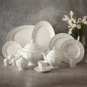 تصویر سرویس چینی زرین 12 نفره کامل دلسا (103 پارچه) Zarin Iran Neo-Classic Delsa 103 Pieces FDC Dinnerware Set