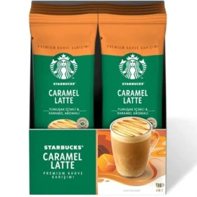 تصویر قهوه فوری استارباکس کارامل لاته بسته 10 عددی Starbucks Caramel Latte instant coffee 10pcs