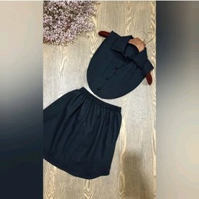 تصویر ست یقه و دامنک استایل فیک تترون کد Aap fake collar & detachable skirt