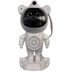 تصویر چراغ خواب پروژکتوری (اسپیکر‌دار) کهکشانی مدل فضانورد ایستاده Astronaut projector and  speaker