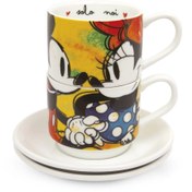 تصویر ست فنجان اسپرسوی دیزنی میکی و مینی Set 2 Stackable Espresso Cups Mickey Mouse Green With Saucers 