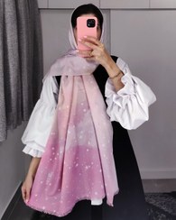 تصویر شال کهکشانی ستاره دار صورتی پاستیلی 