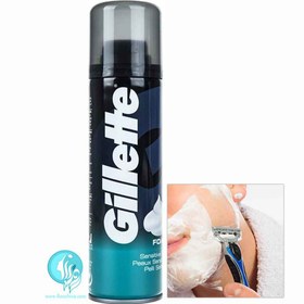 تصویر فوم اصلاح ژیلت Gillette مدل Sensitive حجم 200 میلی لیتر 