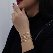 تصویر دستبند زنانه طلا روس پک ۶ عددی طرح آینه ای 