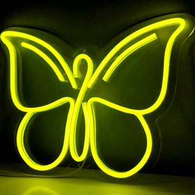 تصویر نئون مینیمال طرح پروانه minimal neon of butterfly