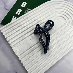 تصویر گیره مو طرح پاپیون براق کد 2020 - سرمه ای 